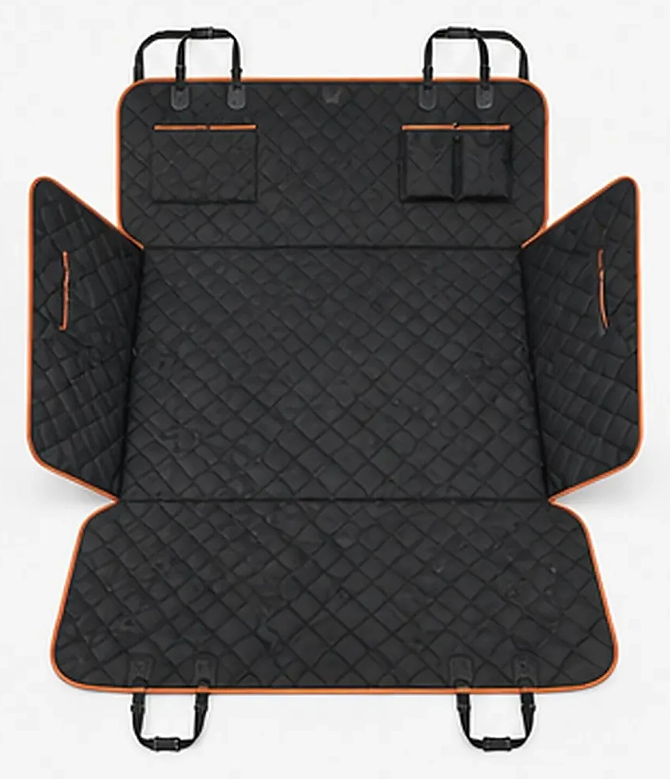 Funda extendida vista desde arriba con bolsillos y correas